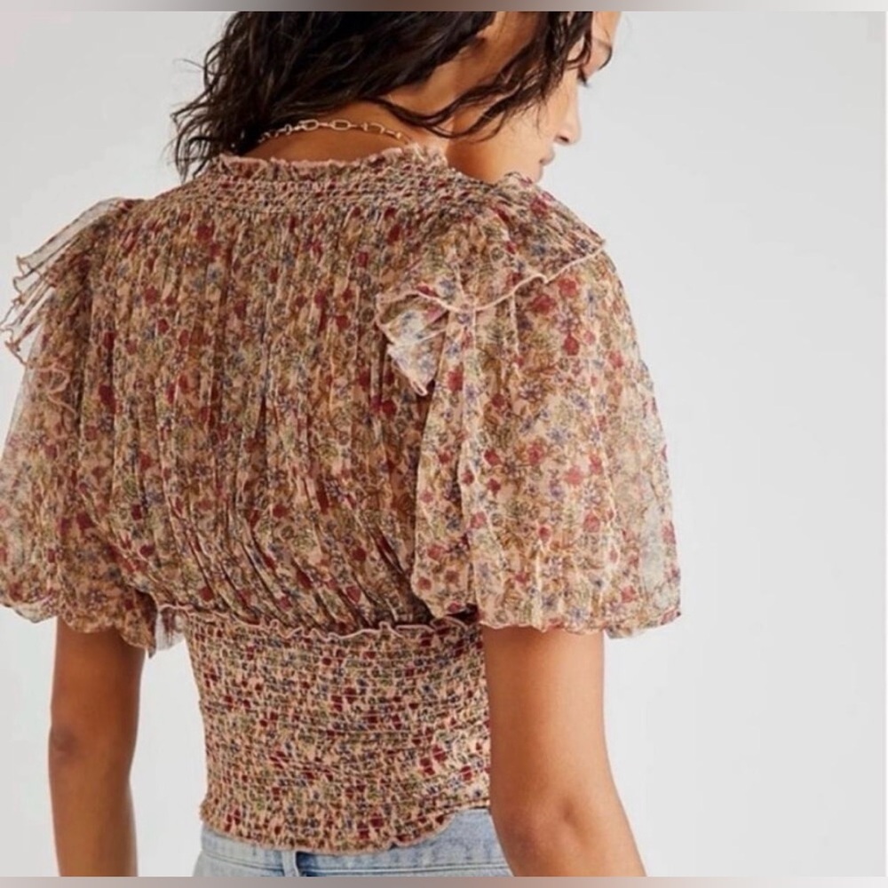 Free People Beatrice Floral Print Brown Lace Up Puff Sleeve Blouse
Top Size S - Picture 3 of 14